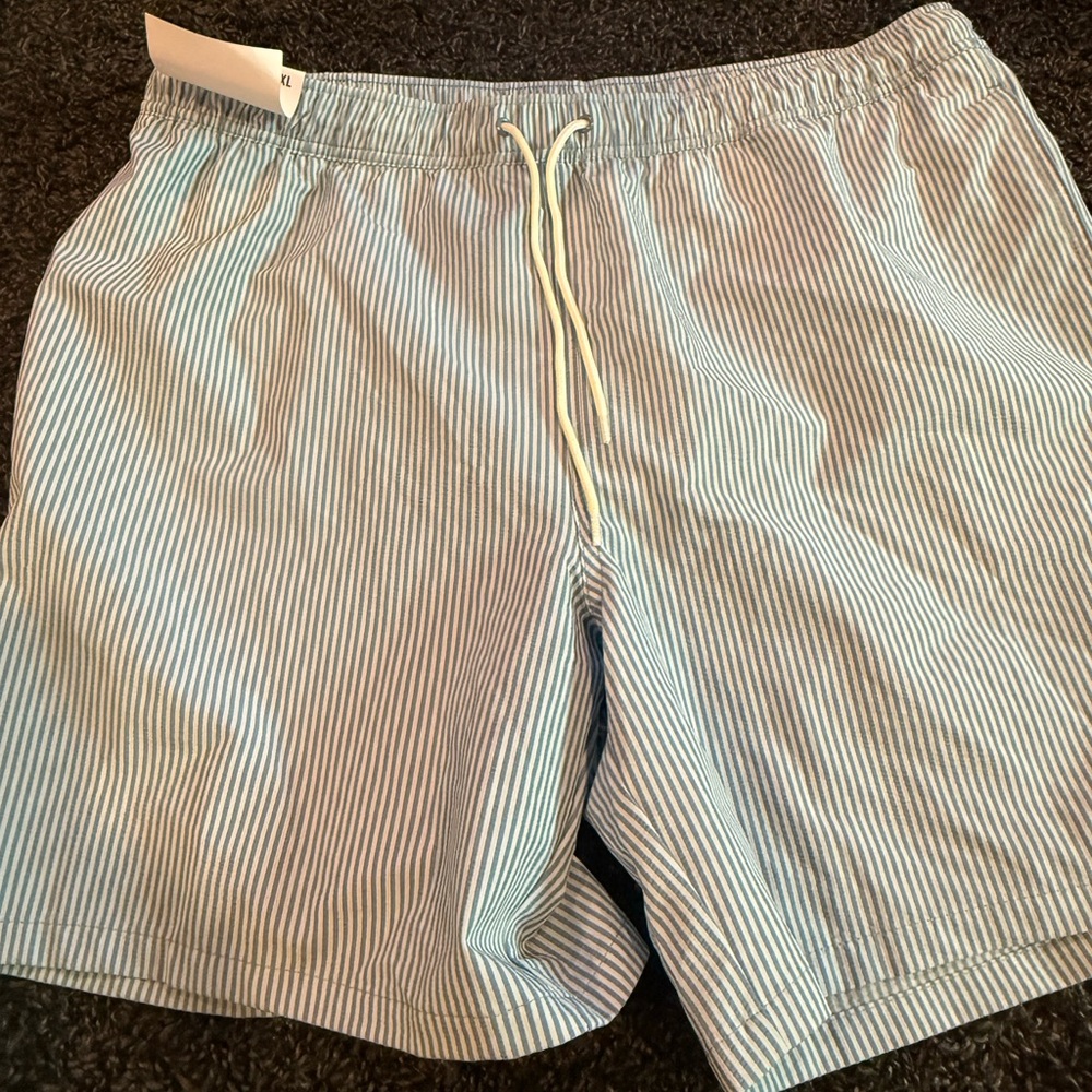 🥭Goodfellow & Co Light Blue Pinstripe Swim Trunks